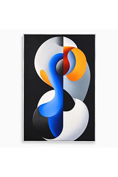 Luxcanva Tablou Canvas Forme Abstracte Dinamice 50x70 cm cu Rama Argintiu Abs...