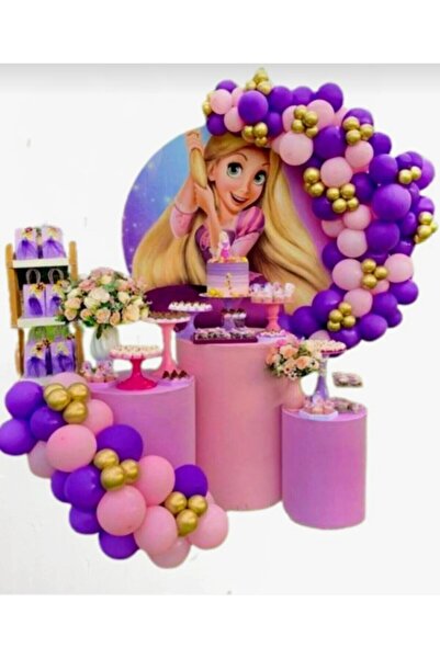 partiora konsept Rapunzel Balon Zincir Seti - Rapunzel Doğum Günü Konsepti