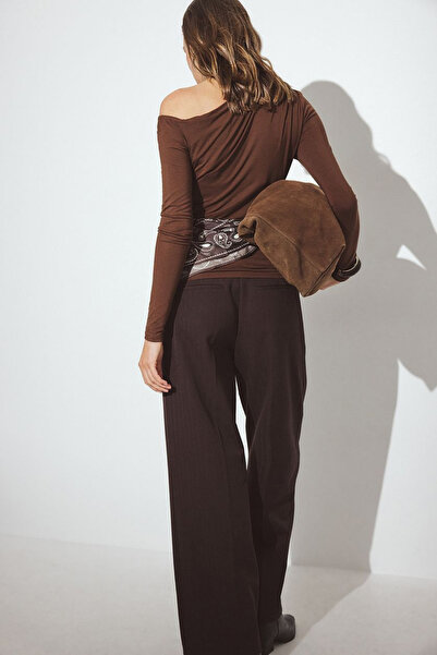 Nika Fashion Kadın Siyah Tek Omuz Acık Sandy Bluz