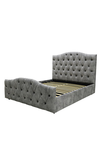 Timflex Pat tapitat Cesare somiera fixa 120x190 cm Catifea Gri deschis