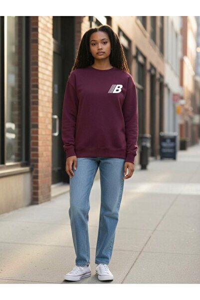 HAI COLLECTİON Women's 3 Thread Casual Sweatshirt Minimal Printed Crew Neck R...