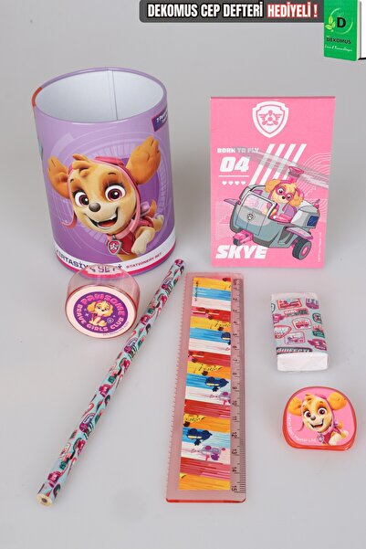 PAW PATROL X Dekomus Licensed Pink Paws Collection 7-Piece Stationery Set Met...