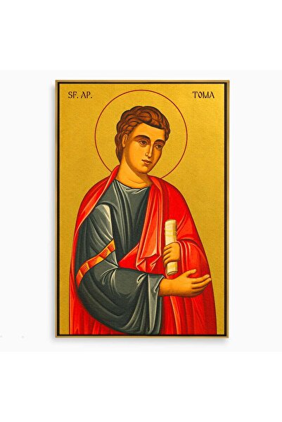 Luxcanva Tablou Canvas Sfantul Apostol Toma 100x150 cm cu Rama Auriu Religios...