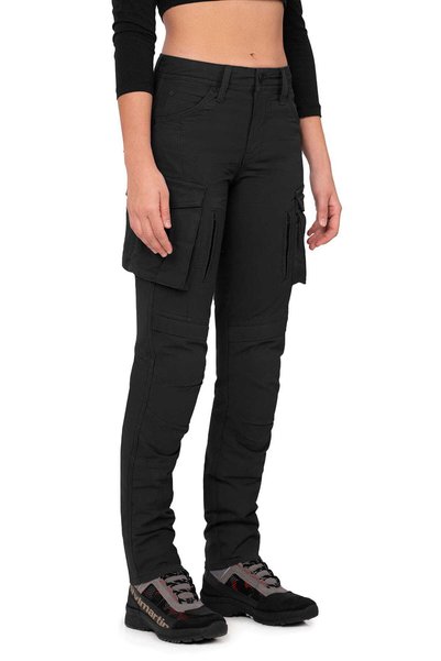 The Biker Jeans Truva Cargo Black Korumalı Motosiklet Pantolonu Kadın