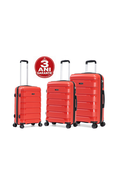aventor Set de valize, PP, Lacăt TSA, 4 roți duble 360 °   Roți, AV109, 3 pie...