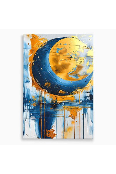 Luxcanva Tablou Canvas Luna Aurie 40x60 cm pe Sasiu Lemn Luna Abstract Auriu