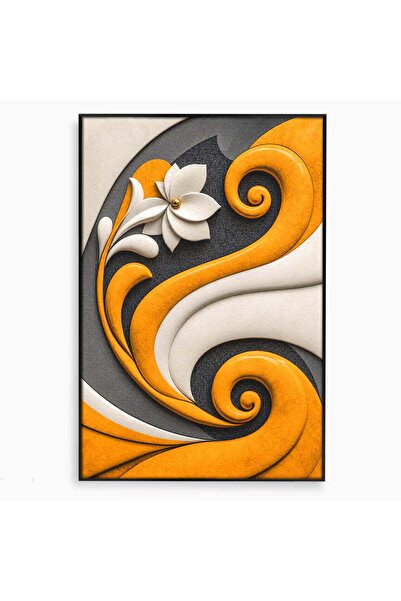 Luxcanva Tablou Canvas Floare Abstracta Eleganta 40x60 cm cu Rama Negru Floar...