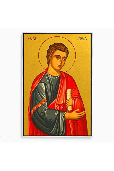 Luxcanva Tablou Canvas Sfantul Apostol Toma 40x60 cm cu Rama Argintiu Religio...