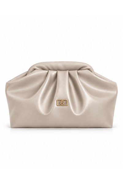 mossi Women's Stone Color Soft Faux Leather Long Strap Clutch and Portfolio Bag Shoulder Bag