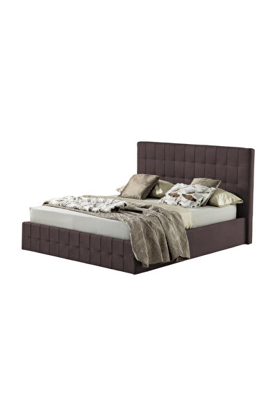 Timflex Pat cu Somiera Notturno PAL 120x200 cm Textil Maro inchis
