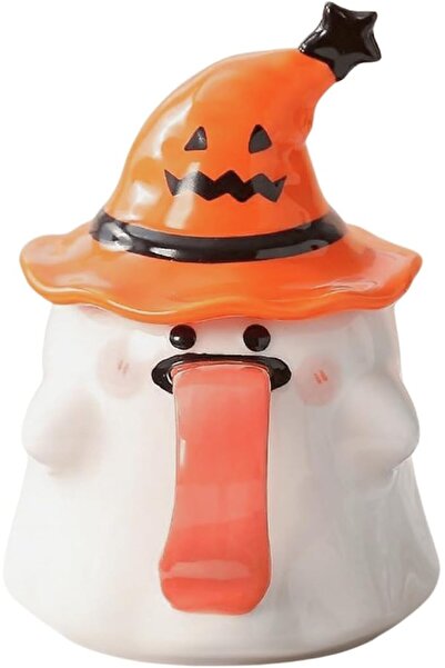 EXCEFORE Cute Ghost Mug with Witch Hat - 16oz Spooky Ceramic Coffee Cup with ...
