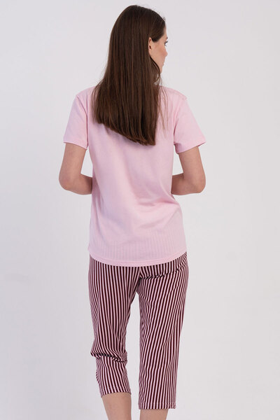 VİENETTA Pamuklu Kadın Kısa Kol Kaprili Pijama Takım , 605028