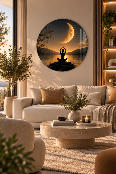Decorita Cam Tablo | Yuvarlak Cam Tablo | Ayın Fısıltısı