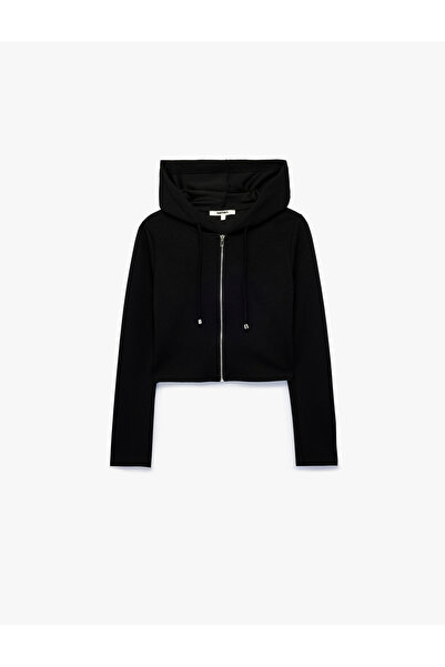 Koton Slim Fit Long Sleeve Hooded Zippered Modal Boxy Sweatshirt