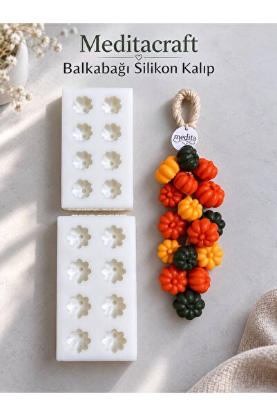 Medita Craft Balkabağı Silikon Mum ve Sabun Kalıbı - Büyük ve Küçük Boy 2li S...