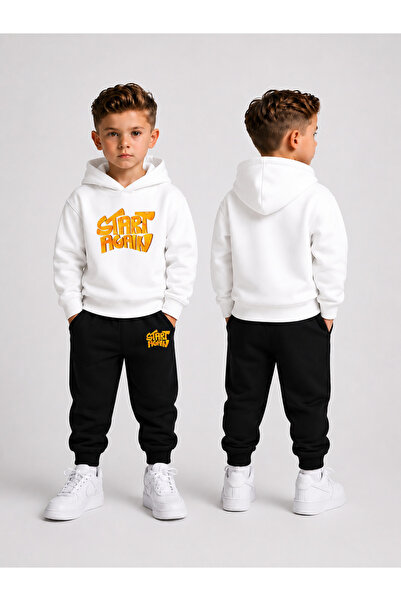 LORVEX Tracksuit Set Hooded Sweatshirt Bottom Top Set Boys 3 Threaded Threade...