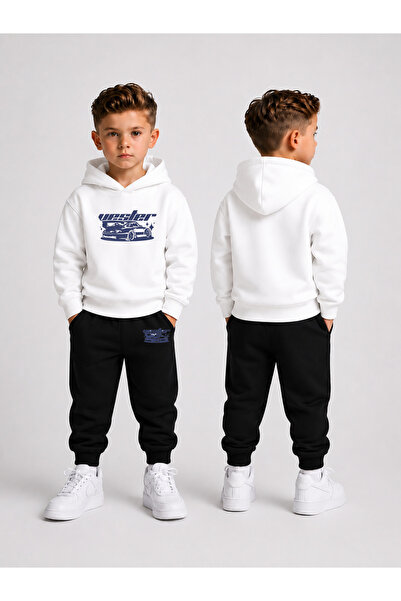 LORVEX Tracksuit Set Hooded Sweatshirt Bottom Top Set Boys 3 Threaded Threade...