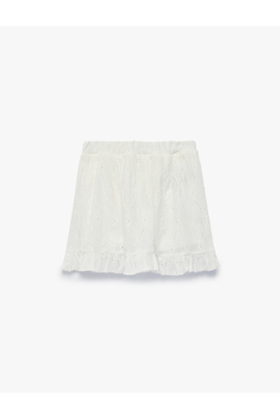 Koton Elastic Waist Ruffle Detailed Embroidered Skirt