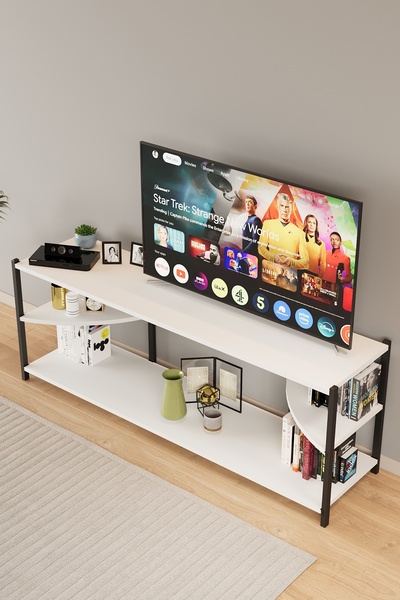 Tedarikcenter Rox 2 Raflı Tv Sehpası Raflı Tv Ünitesi Metal Kitaplıklı Televizyon Sehpası Lcd Masa Sehpa