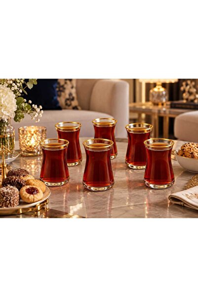 ariana style 6 Adet Heybeli Yaldızlı Çay Bardağı 170 ml
