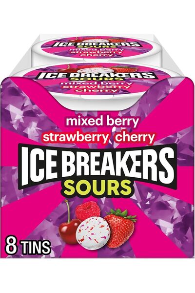 Hershey Ice Breakers Sours Berry Mix Mints (Pack of 8 Tins) – Sugar-Free Mixe...