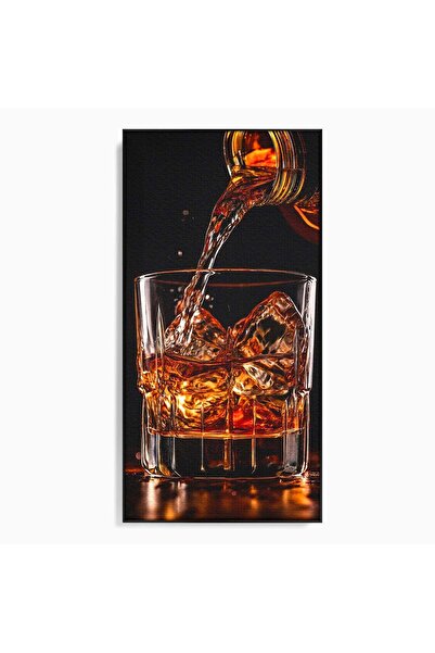 Luxcanva Tablou Canvas Cascada de Whiskey 50x100 cm cu Rama Negru Whisky Paha...
