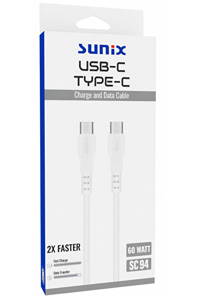 Sunix Cablu USB-C 60W SC94 Alb