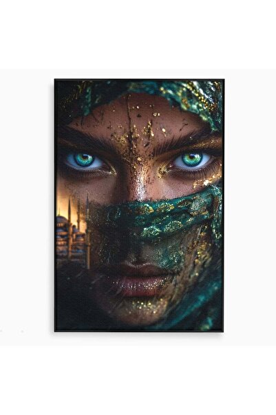 Luxcanva Tablou Canvas Ochi Hipnotici 70x100 cm cu Rama Negru Portret Mister ...