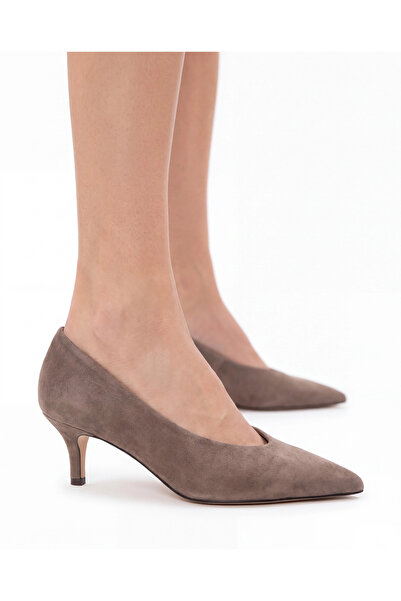Tibu Ayakkabı Lucia Mink Suede Low Heel Stiletto