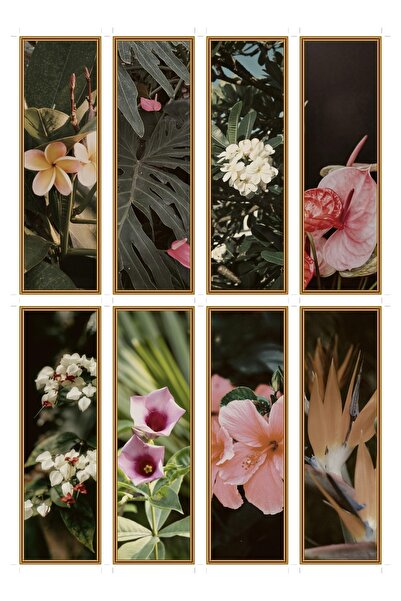 OEM Set 8 Semne de Carte cu Flori Tropicale, Design Floral Vibrant, Carton Pr...