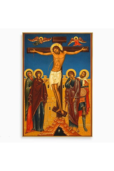 Luxcanva Tablou Canvas Jertfa Iubirii Divine 40x60 cm cu Rama Auriu Religie I...