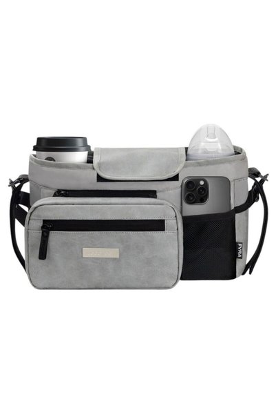 neobreez - Fyra Stroller Organizer Caddy W/ Insulated Cup Holder - Stone Grey