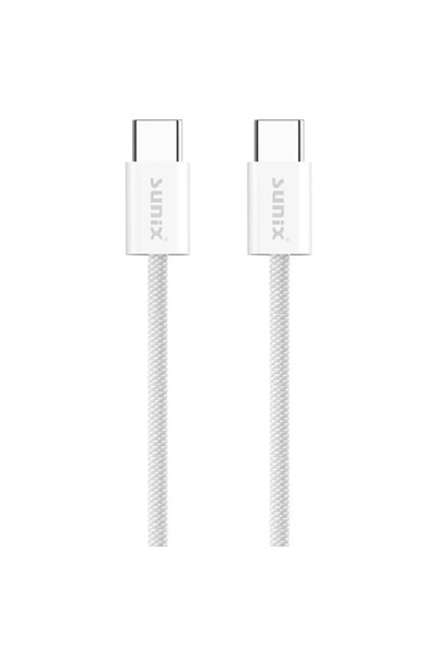 Sunix Cablu USB-C 60W 1m textil Premium SCIP10 Alb
