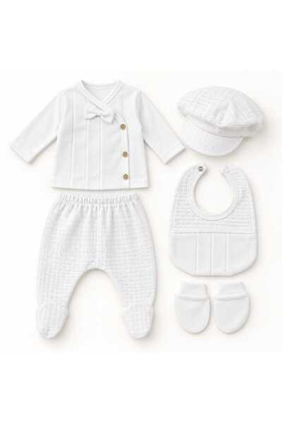 kidsense Baby Boy Newborn Bow Tie Detailed Double Breasted 5-Piece Hospital Discharge Set