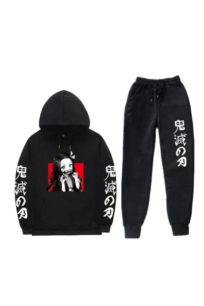 barsdepo Hanorac cu glugă imprimat Demon Slayer, SET 100% BUMBAC |   Cadou su...