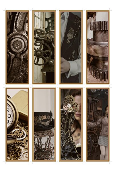 OEM Σετ 8 σελιδοδεικτών με μοτίβο γραναζιών Steampunk, Vintage Σχέδιο, Κορυφα...