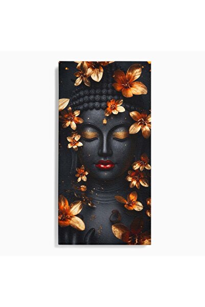 Luxcanva Tablou Canvas Flori de Aur 70x140 cm pe Sasiu Lemn Buddha Flori Medi...