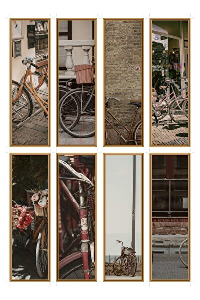 OEM Bookmarks Set of 8 Vintage Bicycles, Retro Design, Premium Cardboard