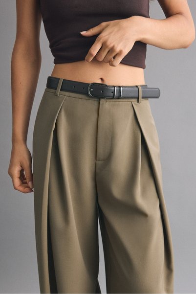 Stradivarius Pensli ve kemerli geniş paça pantolon
