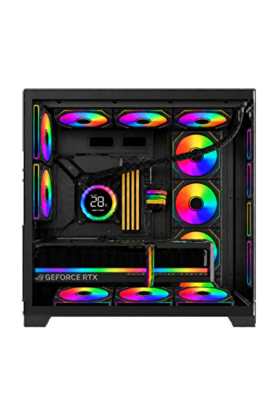 GAMETECH PRIME PRO 8x120MM ARGB AYNALI FANLI KUMANDALI SİYAH OYUNCU KASASI