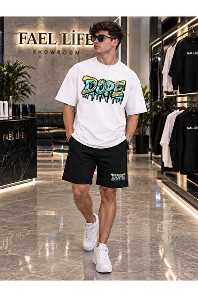FAEL LİFE Dope Printed Oversize Cotton T-Shirt Shorts Premium Set