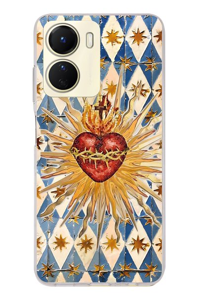FLAMENKO Vivo Y16 Compatible Vintage Sun and Heart Pattern Transparent Phone ...