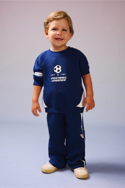 DeFacto 100% Cotton Oversized Regular Fit Cobalt blue Baby Boy Top and Bottom...