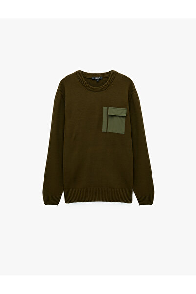 Koton Long Sleeve Cowl Neck Knit Sweater with Flap Pockets