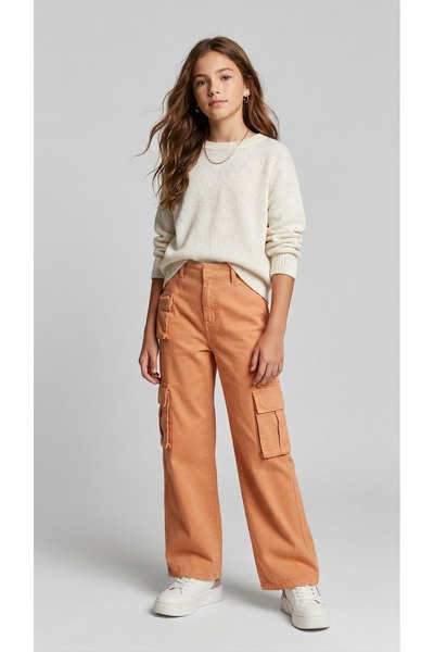 ADA YILDIZ KİDS Girl's Cargo Pocket Pants 9/14 Years
