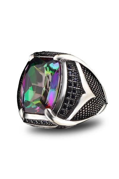 Mirari Jewelry Mistik Topaz Taşlı Renk Geçişli Erkek Yüzük | Premium 0,40 Mik...