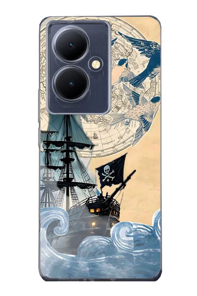 FLAMENKO Vivo V29 Lite 5g Compatible Pirate Ship Patterned Transparent Phone ...