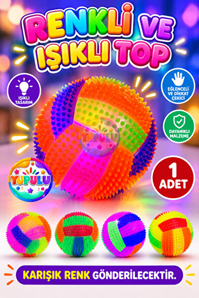 YUPULU Işıklı Oyun Topu Renkli ve Düdüklü Işıklı Sesli Top - Zıplayan Top 1 A...