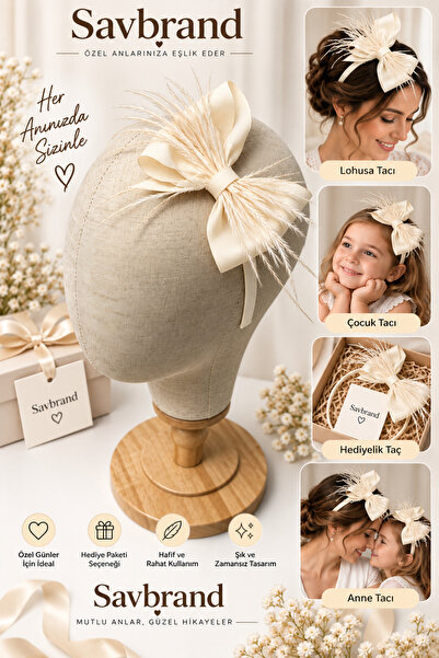 SavBrand Luxurious and Stylish Mother's Crown - Feathered Ribbon Crown