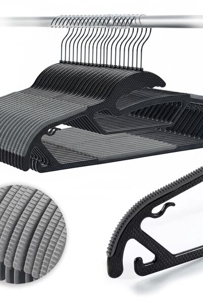 Other Set de umerașe cu husă anti-alunecare SOFTY, 20 buc., negru și gri